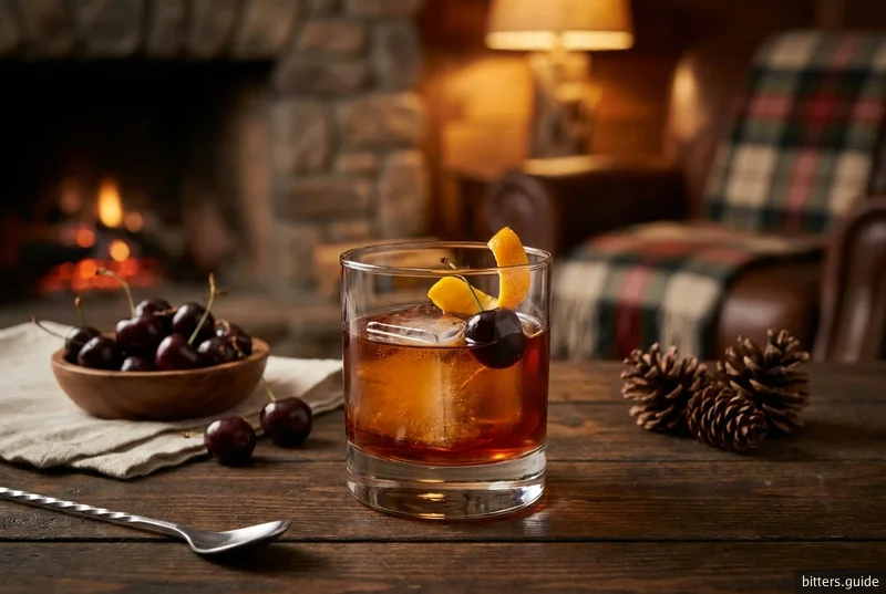 Black Forest Old Fashioned — Old Fashioned al whiskey con kirsch e bitter al cioccolato e alla ciliegia
