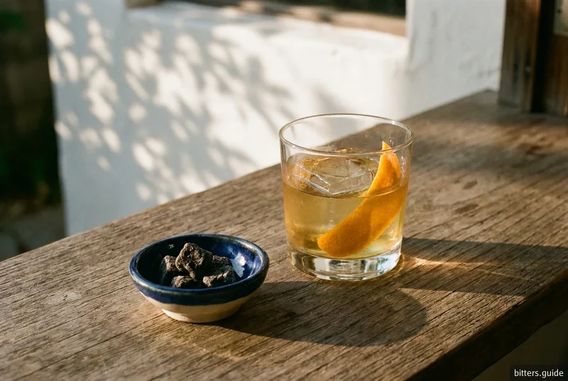 Awamori Old Fashioned — Aged awamori stirred down with Okinawan black sugar and a dash of mikan orange bitters