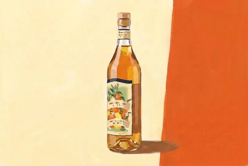 Geschilderde illustratie van een fles Angeleno Amaro