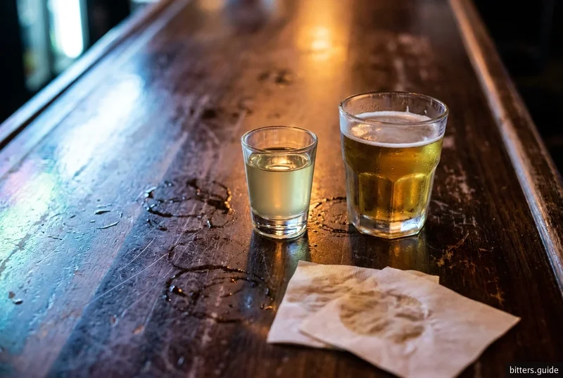Chicago Handshake — A shot of Malört with an Old Style alongside, Chicago's own boilermaker