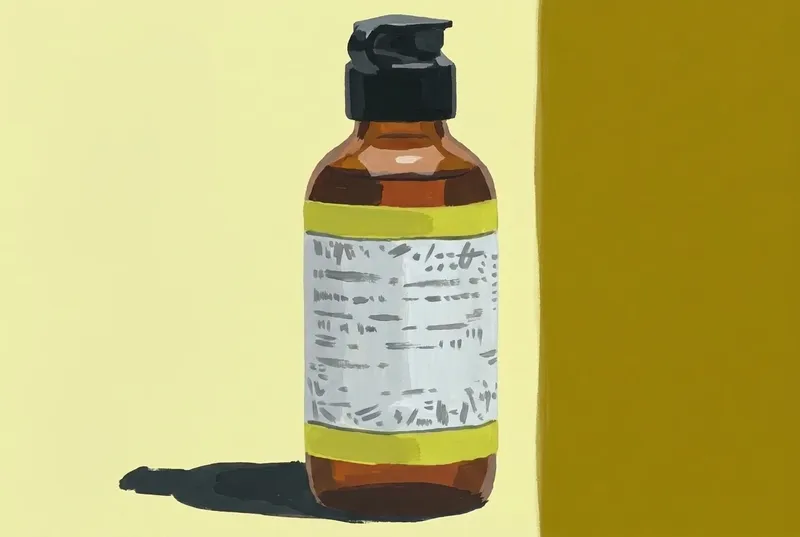 Painted illustration of a bottle of Miracle Mile Yuzu Bitters