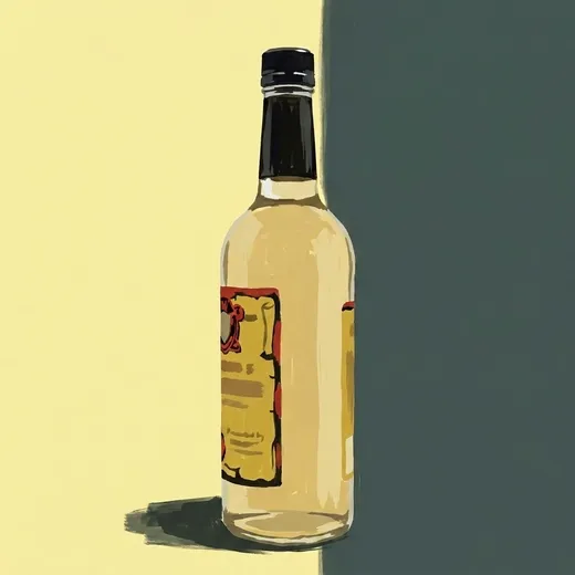 Painted illustration of a bottle of Jeppson's Malört