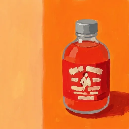 Painted illustration of a bottle of Lyre's Italian Orange