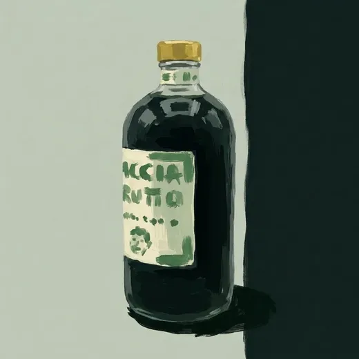Painted illustration of a bottle of Faccia Brutto Fernet Pianta