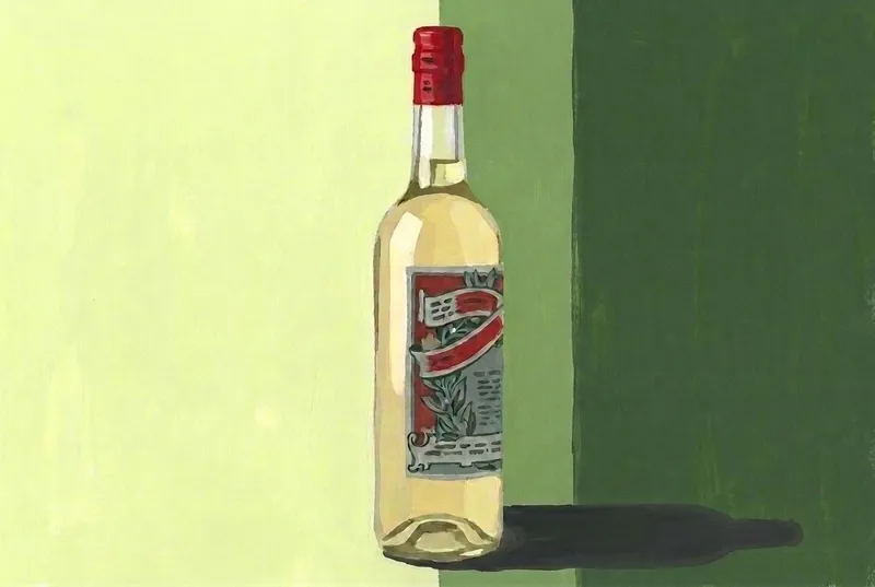 Painted illustration of a bottle of Salers Gentiane