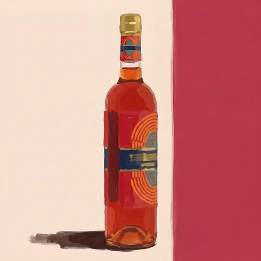 Painted illustration of a bottle of Wilfred's Bittersweet Aperitif