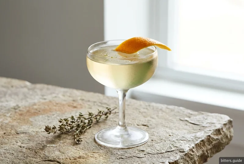 Mediterranean Martini — A stirred aperitif split evenly between citrus gin and Corsican quinquina
