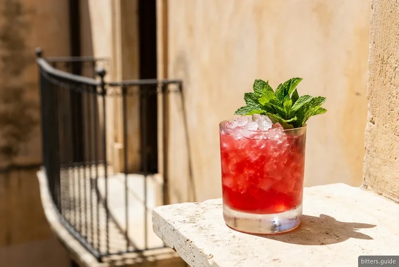 Milano Julep — A julep built on red bitter instead of bourbon, over crushed ice