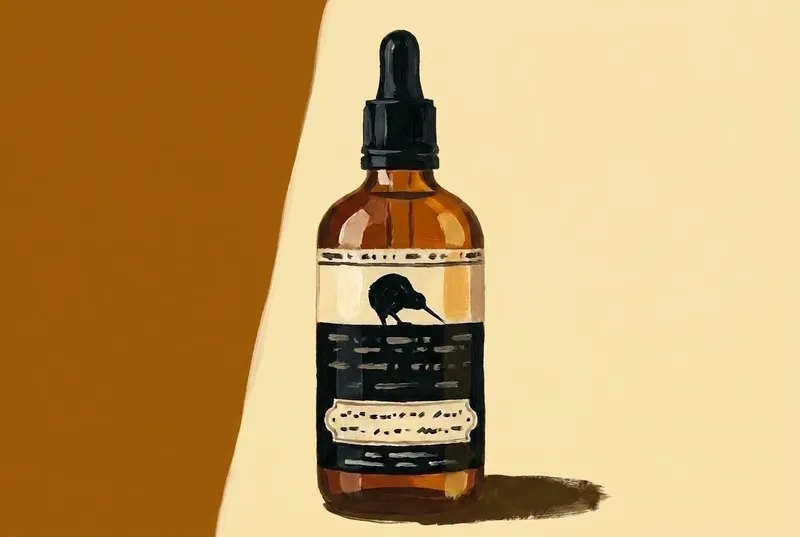 Painted illustration of a bottle of Bob's Bitters Cardamom Bitters