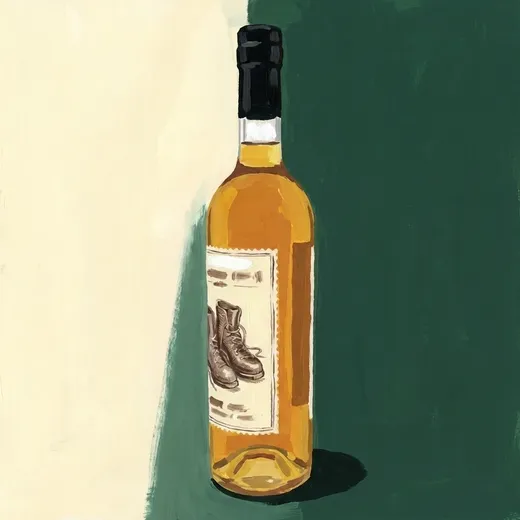 Painted illustration of a bottle of Leopold Bros Three Pins