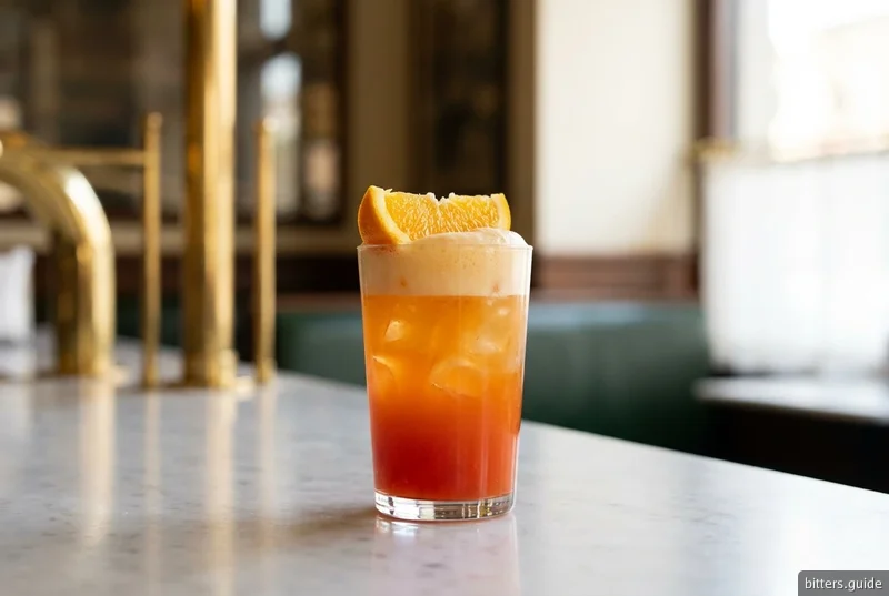 Garibaldi — Campari auf Eis mit frischem Orangensaft, leicht und schaumig aufgeschlagen