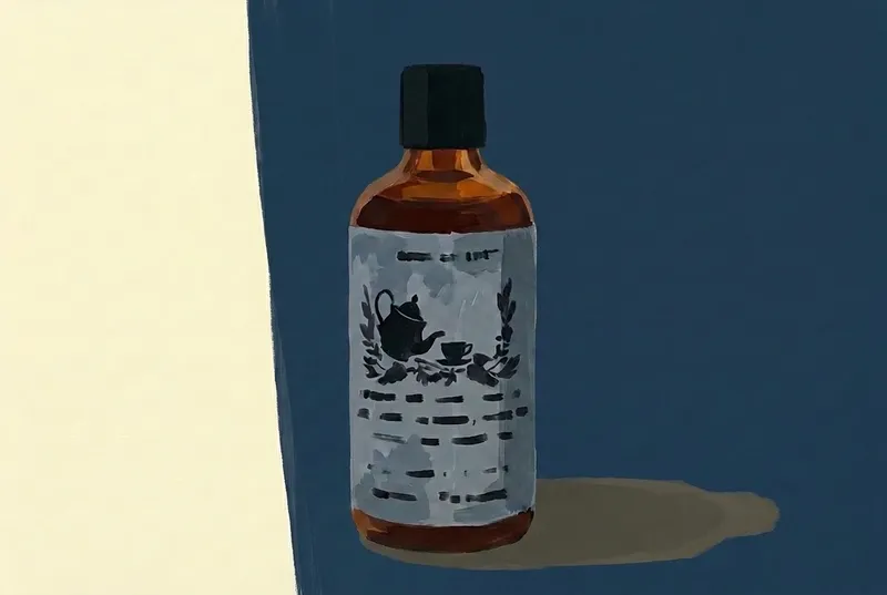 Painted illustration of a bottle of Dr. Adam Elmegirab's Teapot Bitters