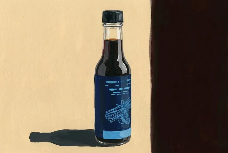 Painted illustration of a bottle of Bittercube Blackstrap Bitters