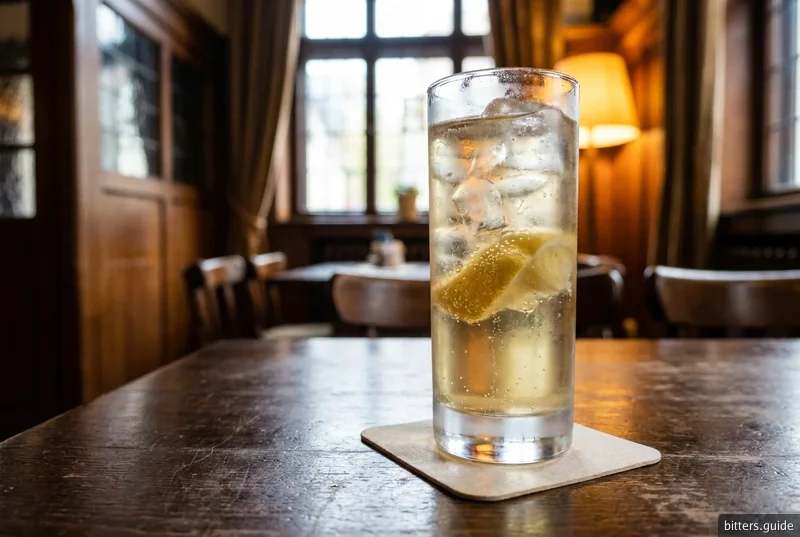 Beton — Becherovka and tonic over ice with a squeeze of lemon, the Czech national cocktail
