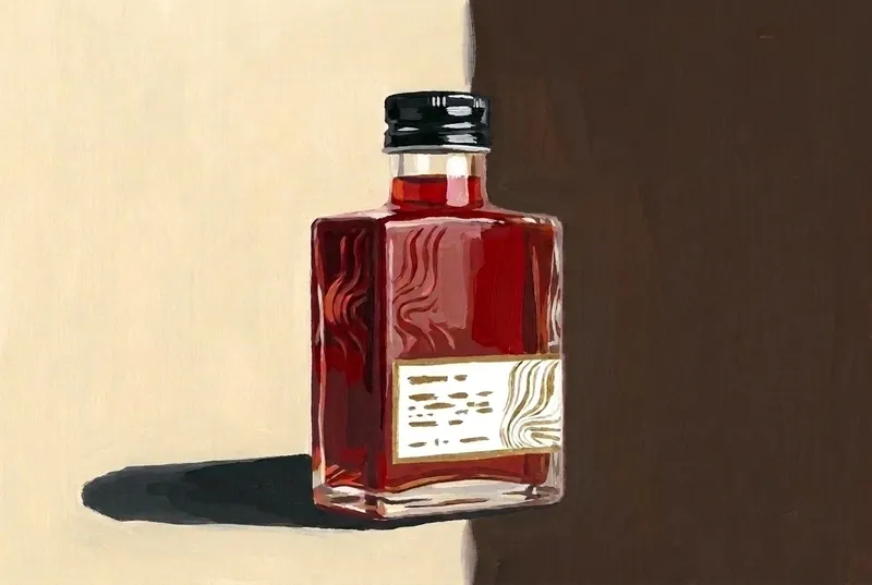 Painted illustration of a bottle of Strongwater Aromatic Bitters