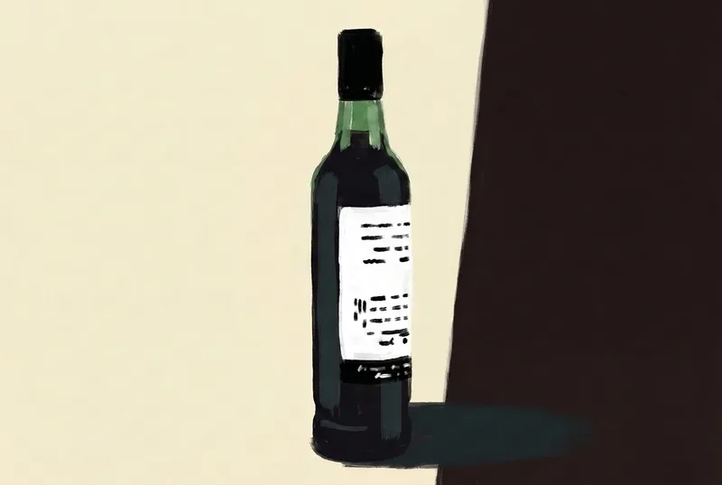 Painted illustration of a bottle of Fernet 1882
