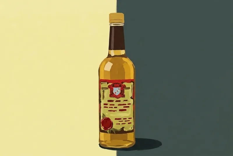 Painted illustration of a bottle of Jeppson's Malört