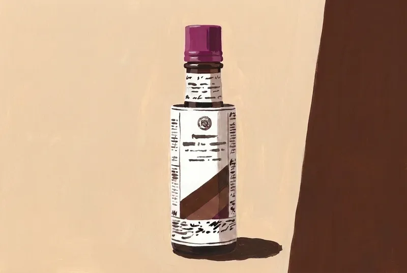 Painted illustration of a bottle of Angostura Cocoa Bitters