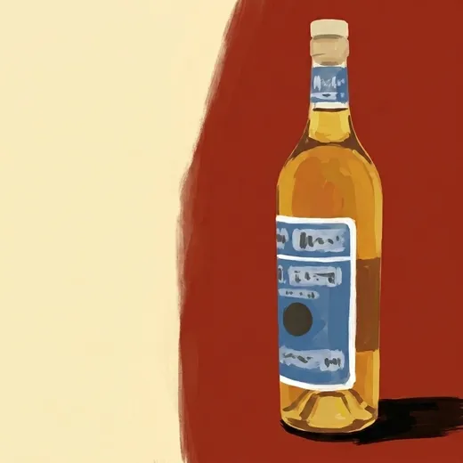 Painted illustration of a bottle of Mattei Cap Corse