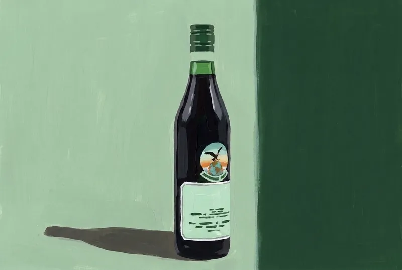 Painted illustration of a bottle of Brancamenta
