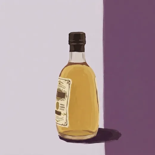 Gemalte Illustration einer Flasche Scrappy's Lavender Bitters