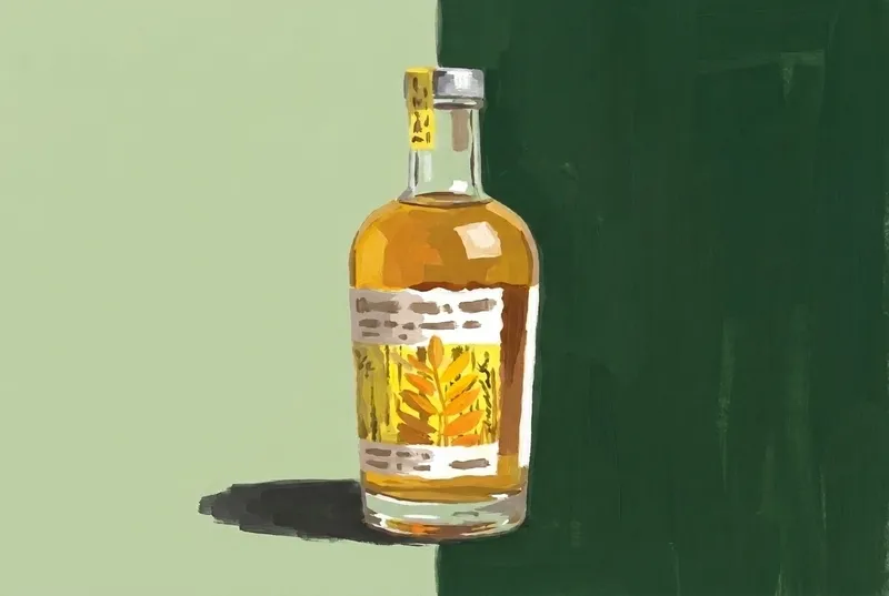 Painted illustration of a bottle of Everleaf Forest