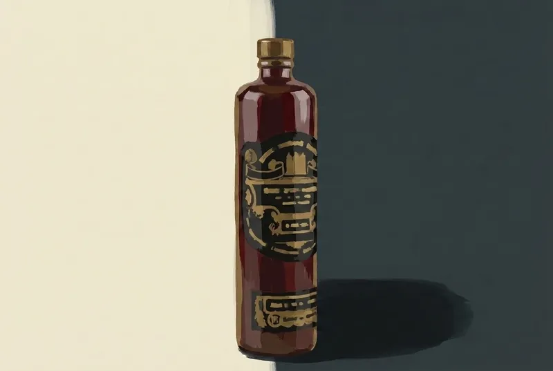 Painted illustration of a bottle of Riga Black Balsam