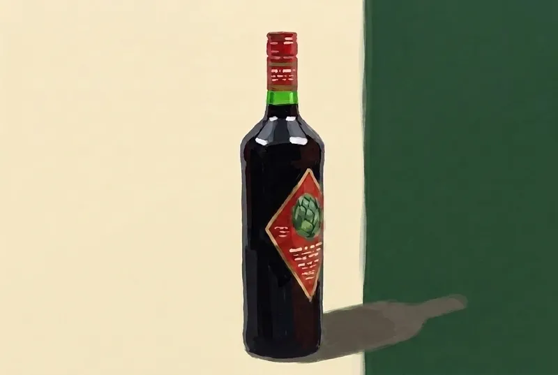Painted illustration of a bottle of Cynar