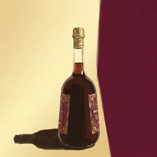 Painted illustration of a bottle of Amaro Tosolini