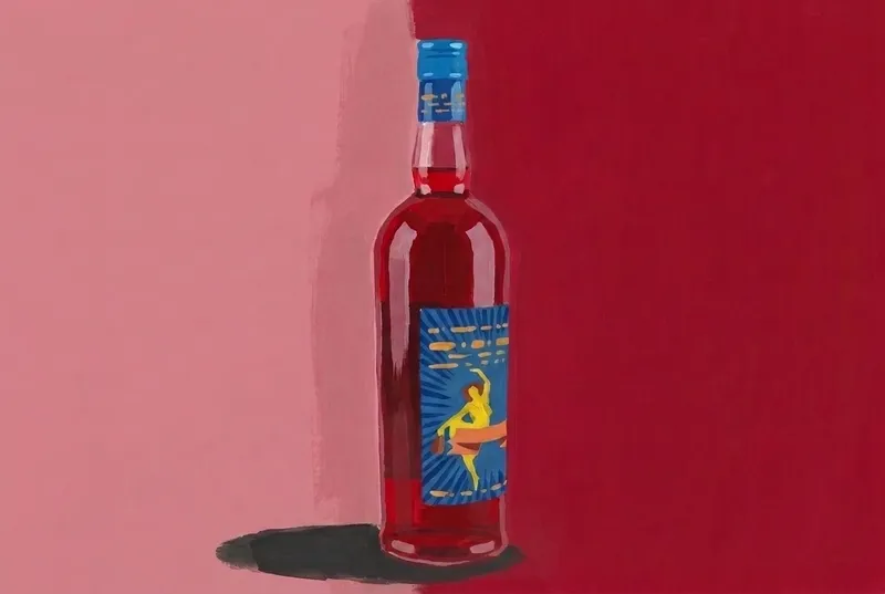 Painted illustration of a bottle of Contratto Bitter