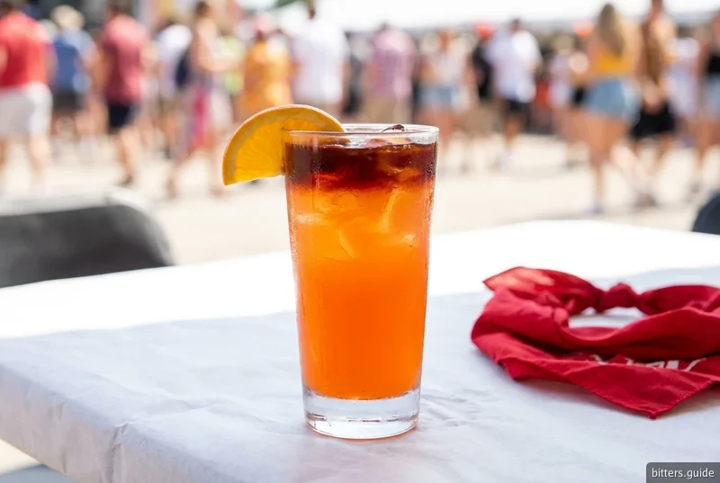Butano — Pamplona's festival highball: pacharán floated over cold orange soda