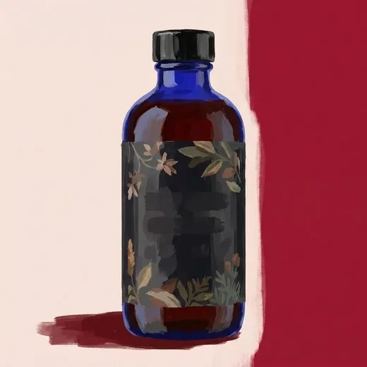 Ilustração pintada de uma garrafa de All The Bitter Orleans Bitters