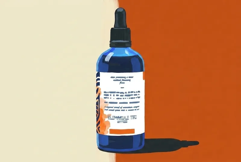 Painted illustration of a bottle of Bittermens Elemakule Tiki Bitters