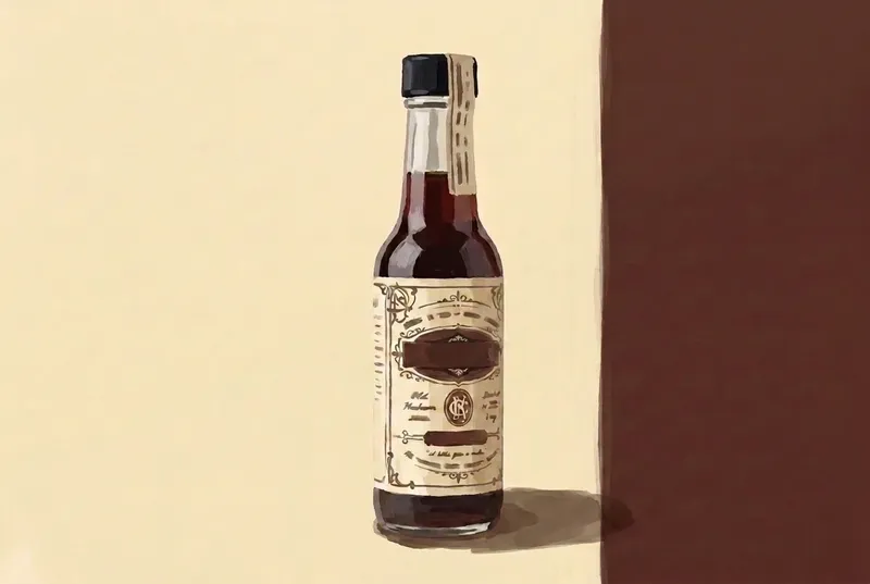 Painted illustration of a bottle of Scrappy's Chocolate Bitters