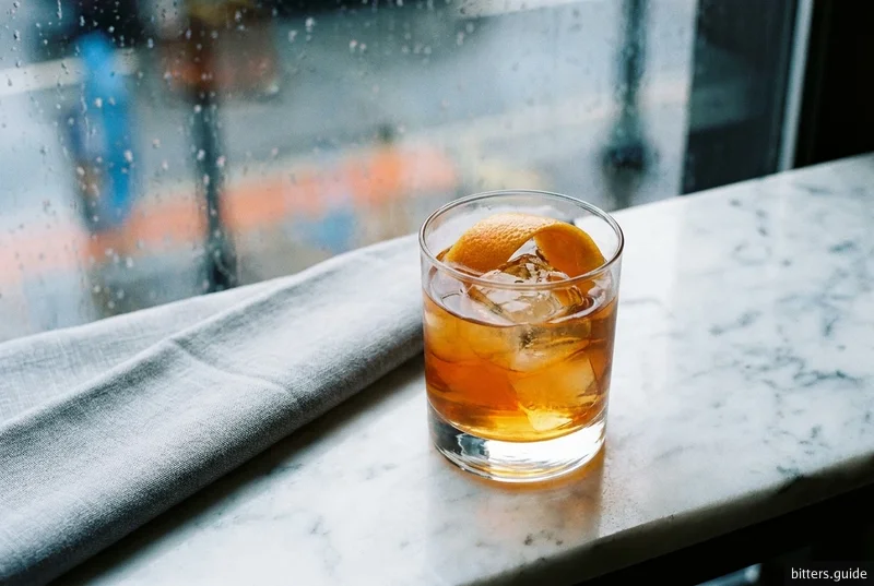 Pocket Square — Six ingredients around a bitter orange amaro, shaken and served over ice