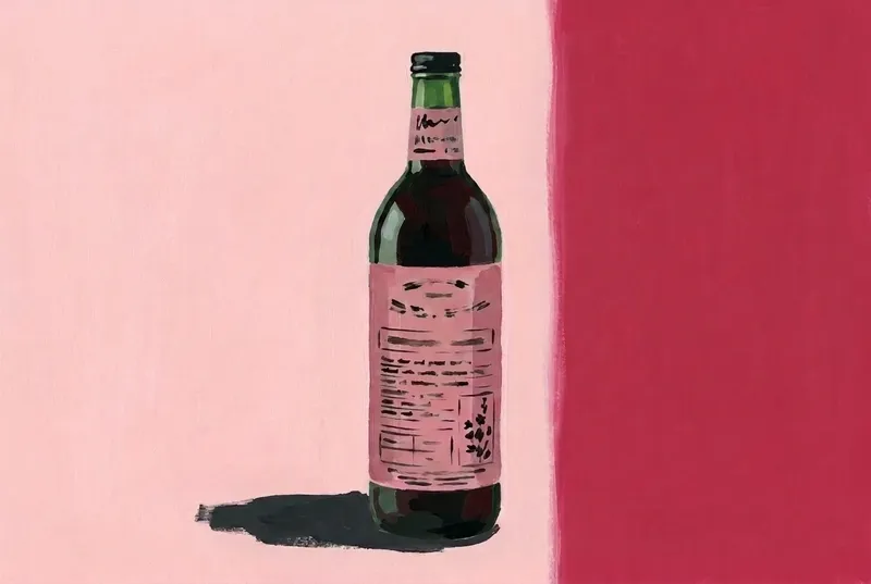 Painted illustration of a bottle of Lo-Fi Gentian Amaro