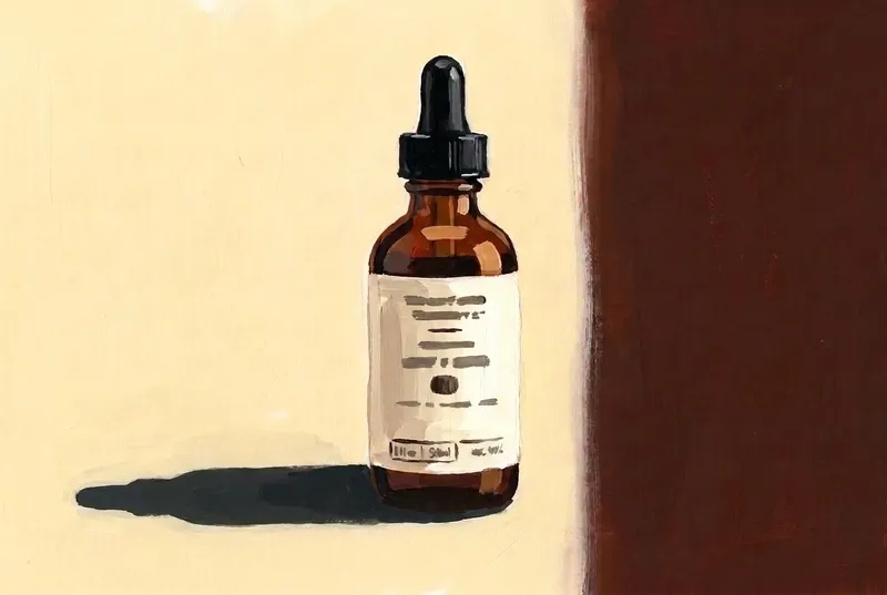 Painted illustration of a bottle of Woodford Reserve Aromatic Bitters