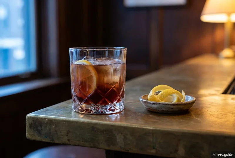 Zagreb Twilight — Croatian wormwood bitter with elderflower and lemon, short and over ice