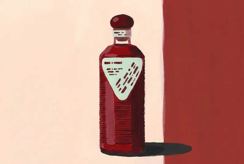 Painted illustration of a bottle of Ghia
