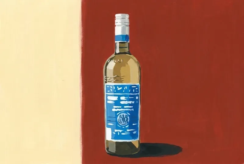 Painted illustration of a bottle of Mattei Cap Corse