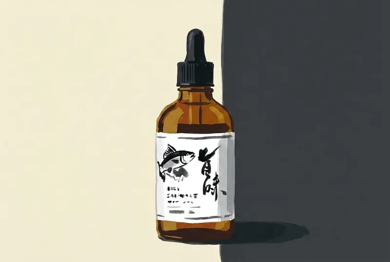 Painted illustration of a bottle of The Japanese Bitters Co. Umami Bitters