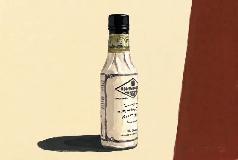 Painted illustration of a bottle of Fee Brothers Old Fashion Aromatic Bitters