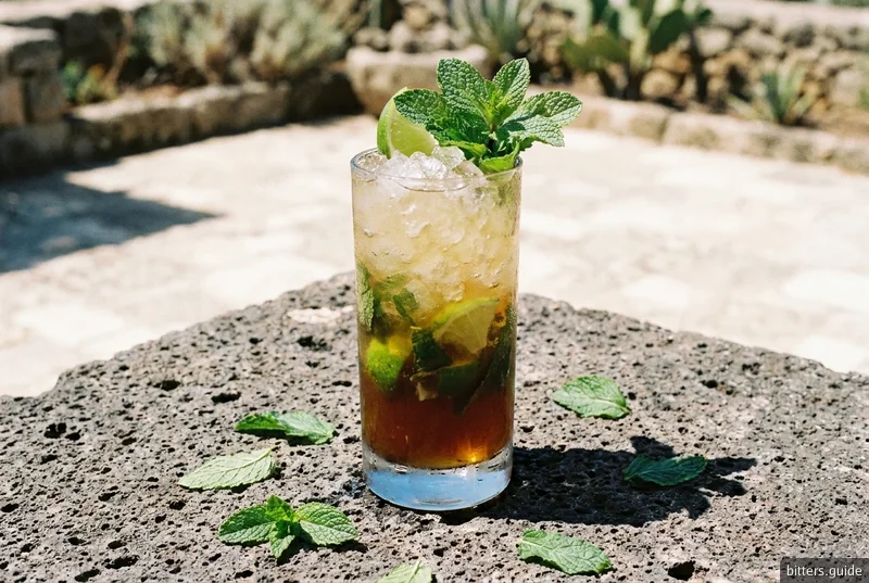 Etna Mojito — A mojito with a Sicilian amaro in it, bitter orange and liquorice under the mint
