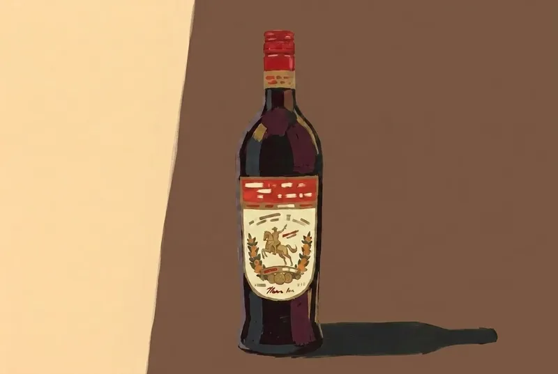 Painted illustration of a bottle of Amer Picon