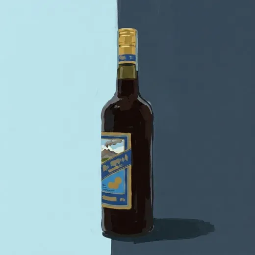 Illustration peinte d’une bouteille de Agrosan Amaro dell'Etna