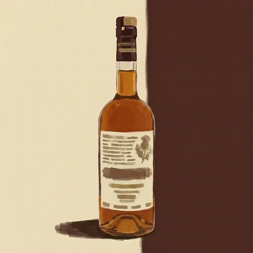 Painted illustration of a bottle of Cardamaro