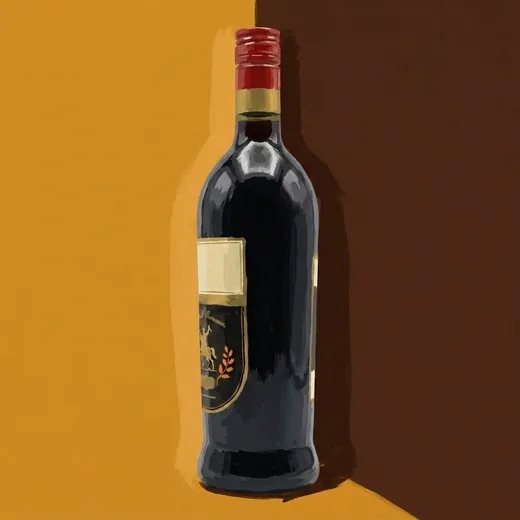 Painted illustration of a bottle of Amer Picon