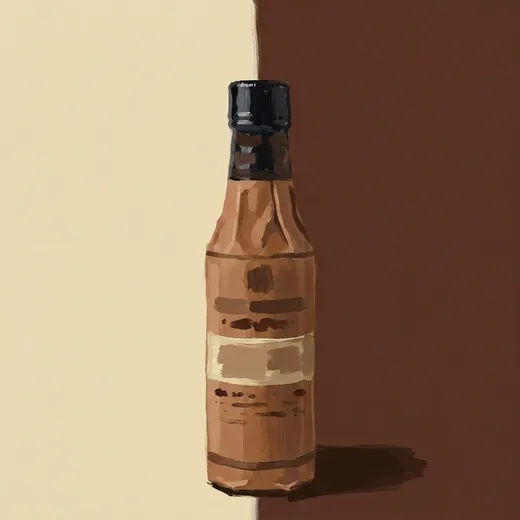 Geschilderde illustratie van een fles Fee Brothers Aztec Chocolate Bitters