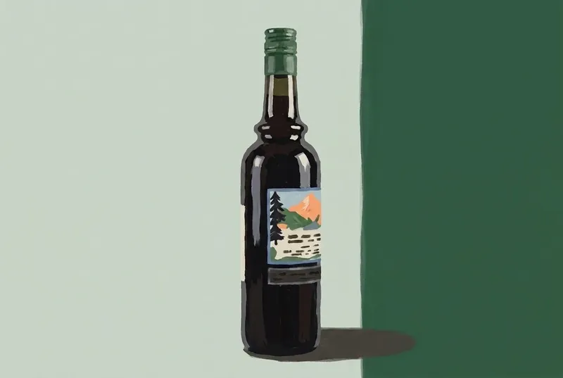 Painted illustration of a bottle of Cappelletti Amaro Pasubio