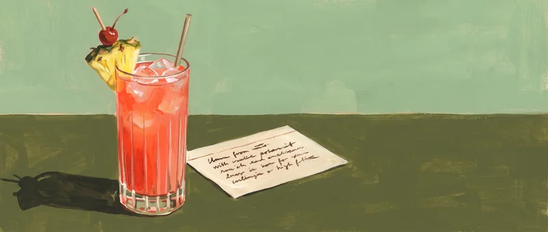 Aquarelle d’un cocktail Old Fashioned classique dans un lourd verre bas en cristal